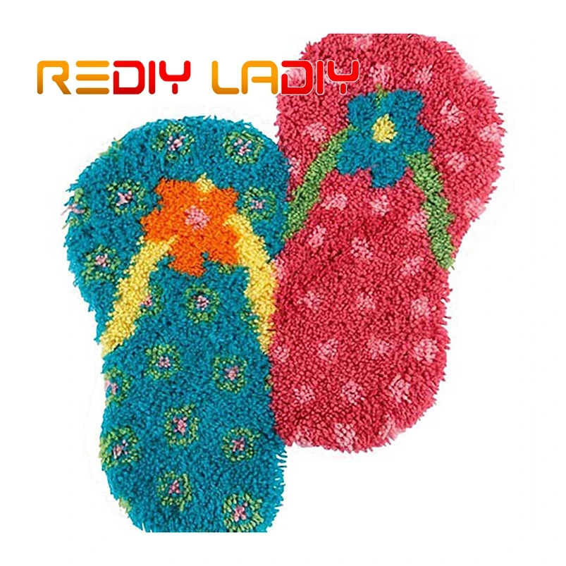 Крюк с защелкой ковер комплект вяжущие крючком пляжная обувь акриловой пряжи