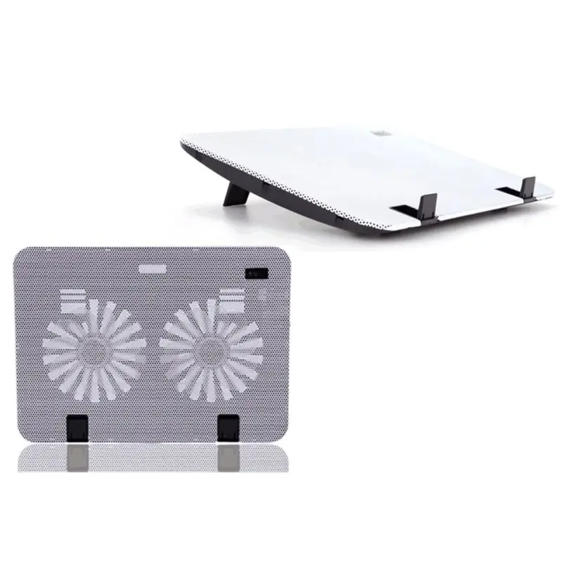 

Metal Panel Dual Fan Notebook Cooler Laptop Cooling Pad Slim Stand for 15.6\" PC