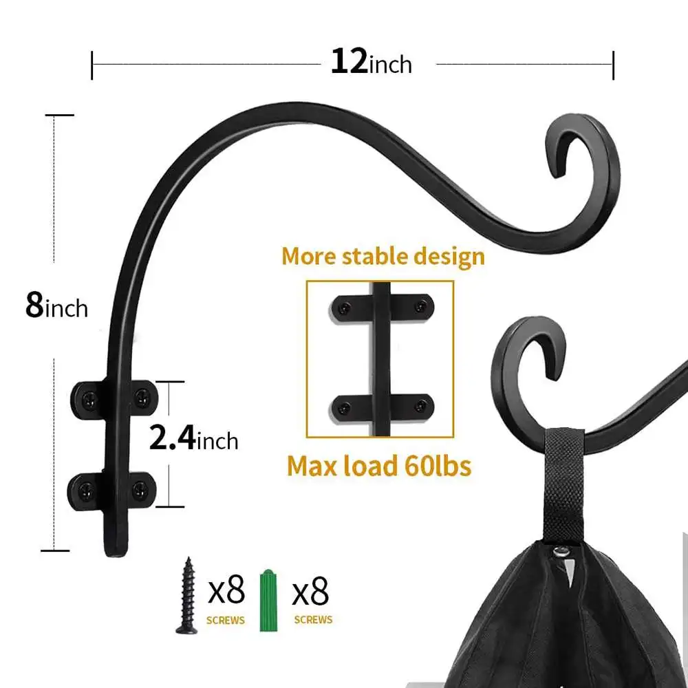 

Outdoor Hanging Plant Bracket Heavy Duty Metal Plant Hooks for Flowers Baskets