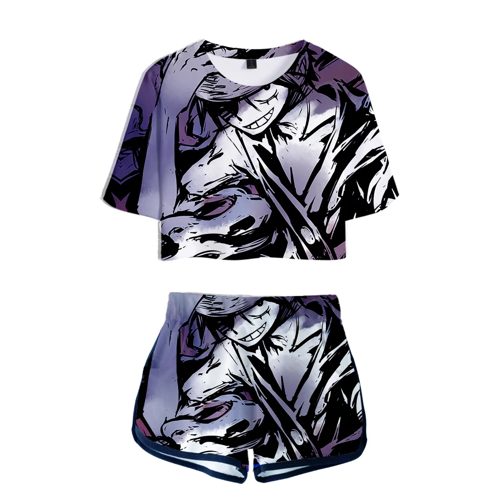 New One Piece two Set Summer Sexy Cotton Printed T shirt Album Woman Suit Shorts Crop Fashion Tops+Shorts Pants Custom | Женская одежда