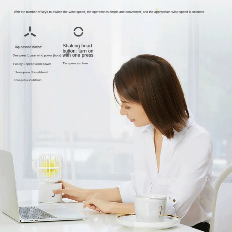 

New Cactus Shaking Head Fan Creative Multifunctional Desktop Fan Home Office Portable USB Charging Mini