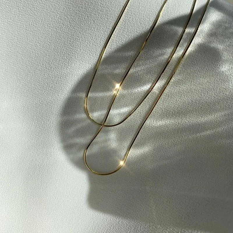 

Hot Fashion Unisex Snake Chain Women Necklace Choker Stainless Steel Herringbone Gold Color Chain Necklace For Women Jewelry