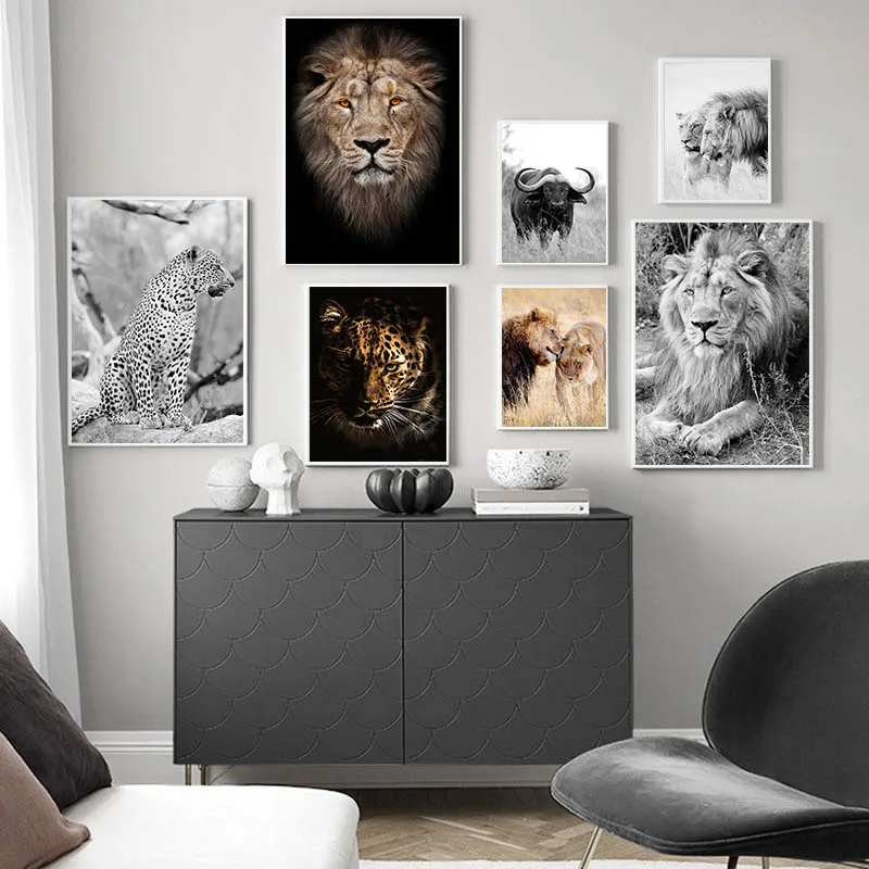 Картина Настенная в скандинавском стиле с изображением диких животных Льва