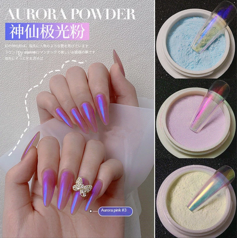 

1 Box Nail Powder Pearl Nail Glitter Powder Neon Shimmer Mirror Mermaid Dipping White Purple Nail Chrome Pigment Dust Polish