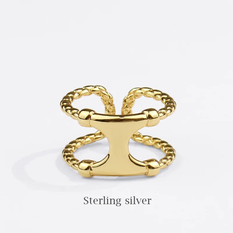 

Summer New Accessories I-Shaped Gold Ring Light Luxury Women's Geometric Open Adjustable Ring One Piece Dropshipping