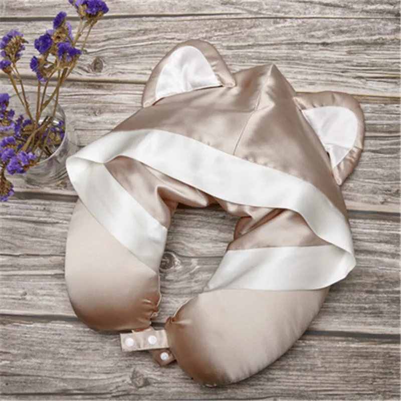 

Feitian Pillow Cat Type Travel Plane Pillow Silk Silkworm Silk U-Shaped Pillow Hooded Sleep Shading U-Shaped Neck Pillow