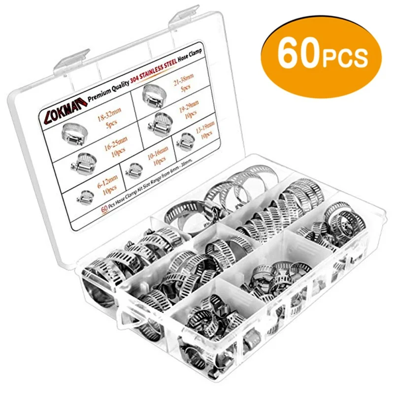 60 шт. хомуты для шланга регулируемые втулки набор червячных передач зажим