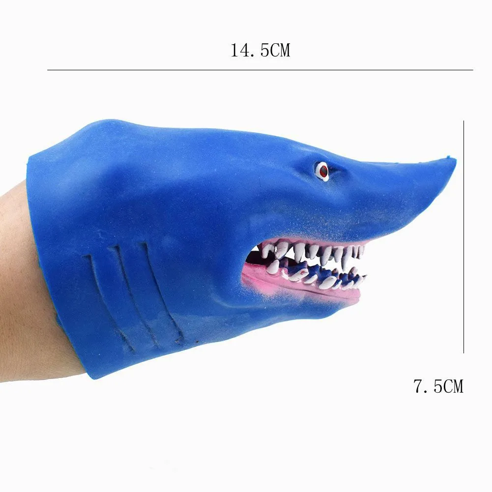 

Shark Hand Puppet TPR Animal Head Gloves Figure Simulation Animals Kids Toy Model Scaring Gag Halloween Jokes kids Gifts