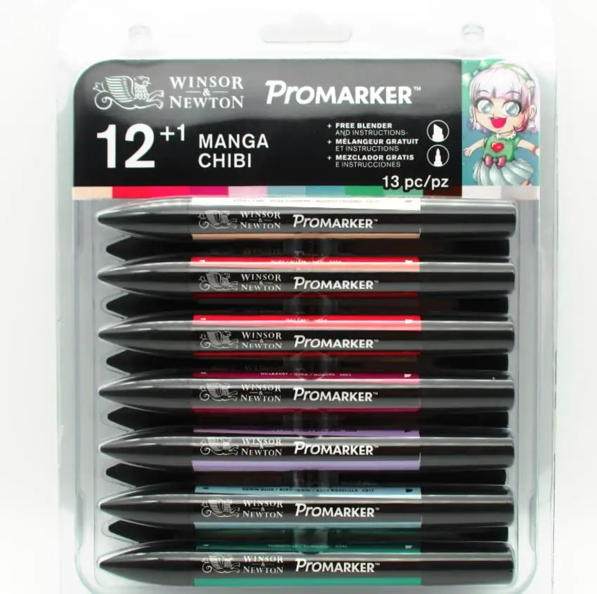 WINSOR& NEWTON Promarkers набор двухконцевых маркеров на спиртовой основе 6 цветов и 12 цветов дизайн Профессиональный маркер для художников - Цвет: 12 Chibi