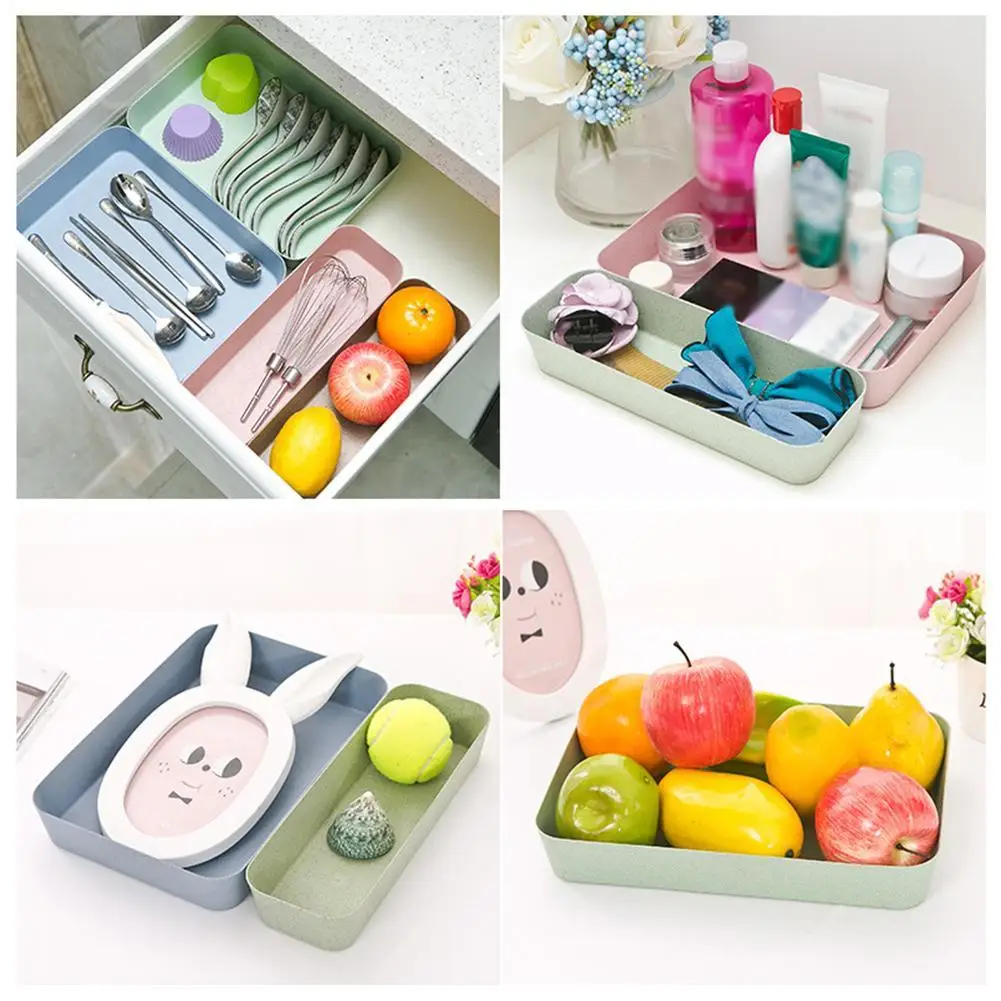 

New 1pc Plastic Kitchen Drawer Storage Organizer Degradable Tools Kitchen Tray Storage Storage Divider Grocery Material Des T3Q8