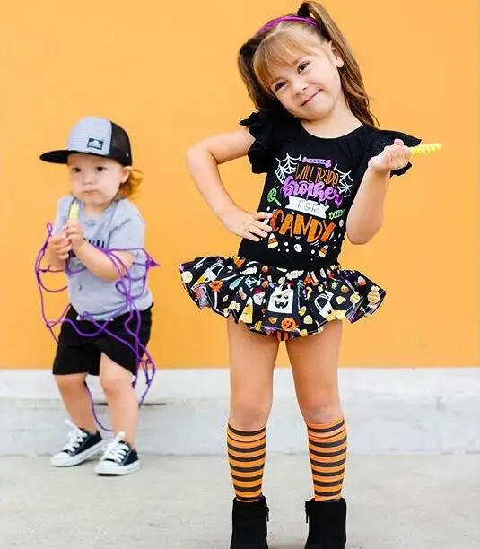 Детский комбинезон для девочек Imcute брюки на Хэллоуин с круглым вырезом короткими