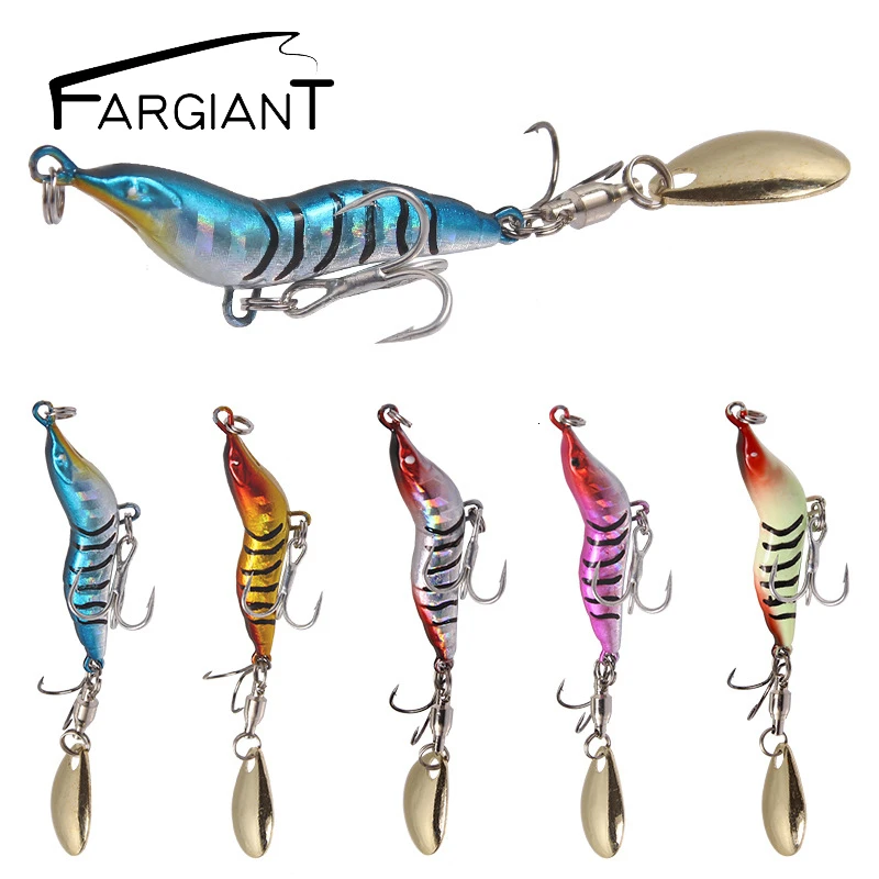 Фаргигантская рыболовная приманка ложка Япония креветки вращающиеся блестки