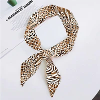 Fashion Small Silk Scarf For Women 2020 New Leopard Print Handle Bag Ribbons Head Scarf Small Long Skinny Scarves