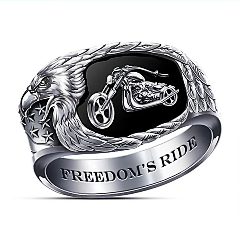 

2021European and American fashion new men's exaggerated neo-gothic style personality party copper alloy motorcycle ins same ring