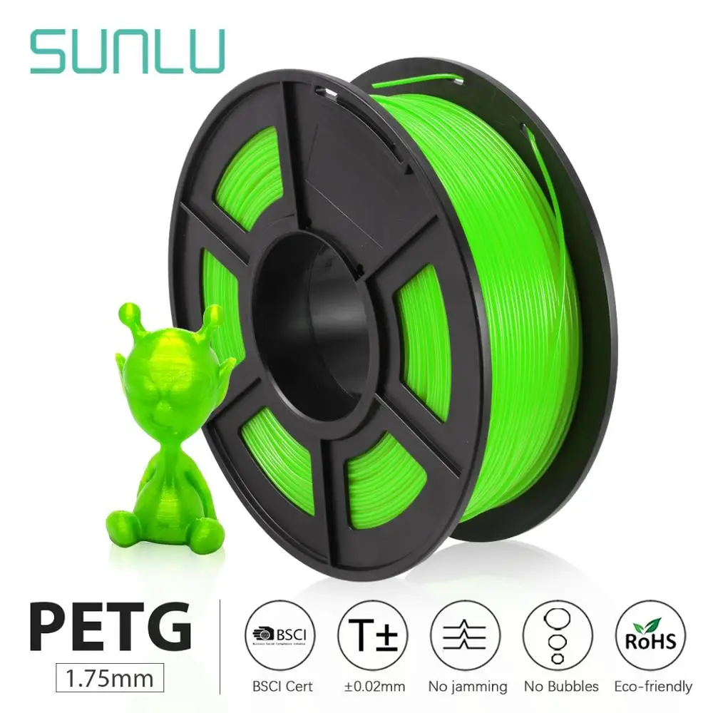 Нить SUNLU PETG для 3d принтера 1 75 мм кг/100% фунтов катушка пластиковые пэтг нити 0 02 без