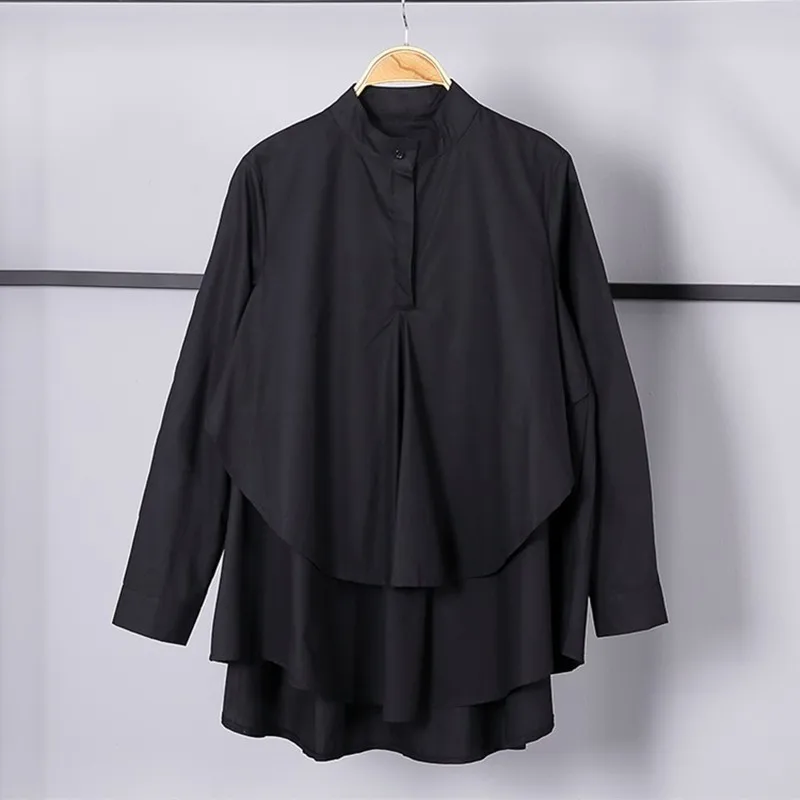 Женская блузка с воротником стойкой длинным рукавом и рюшами|Блузки| |