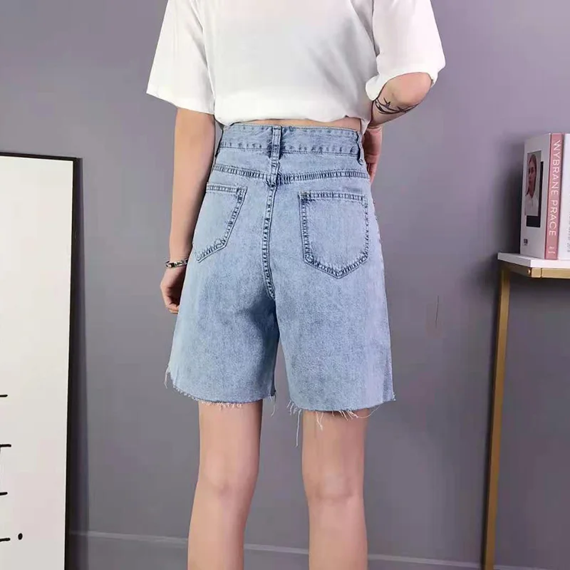 

2021 High Waist Women's Fashion Denim Shorts Trousers For Female Mom Pants