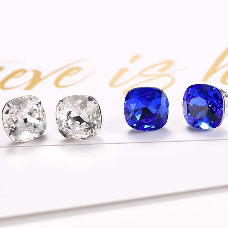 Кристаллы от Swarovski серьги гвоздики для женщин новая мода стерлингового серебра