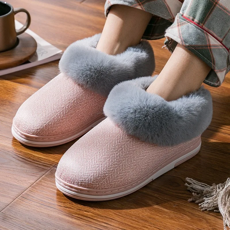 

Women Men Winter Warm Slippers High Top Furry Thick Soled Shoes Home Indoor Couples Boys Girls Comfort Non-slip Faux Fur Slides
