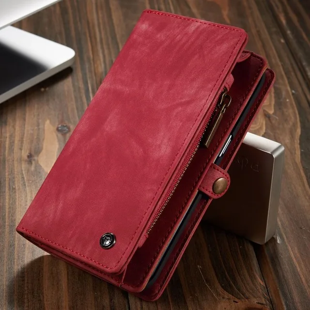 Красный Для iPhone 11 Pro Max чехол для телефона caseme из натуральной кожи чехол-книжка из кожи с бумажником и подставкой Чехол, Fundas для iPhone Xs Max XR 8 7 6S Plus мобильный телефон оболочки Coque - Цвет: Красный