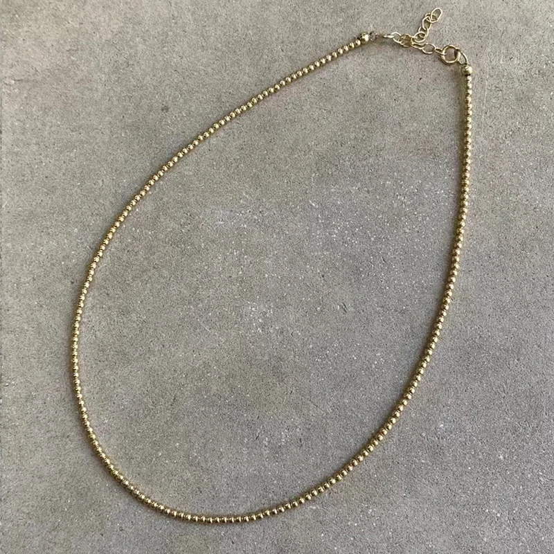 

Минималистичное классическое золотое ожерелье из бисера, бусины ручной работы из нержавеющей стали, медное покрытие, 18k-золотые бусины, чок...