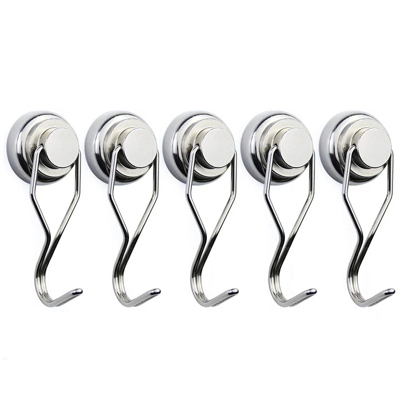 

5 Pack Swivel Swing Magnetic Hook New Upgraded, 60LB Refrigerator Magnetic Hooks ,Strong Neodymium Magnet Hook, Perfect