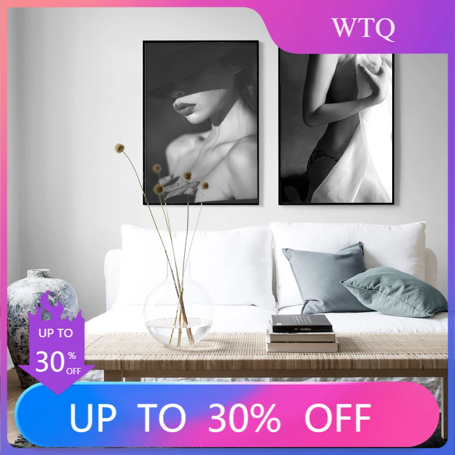 

Fashion Black White Vintage Poster Sexy Girl Quotes Wall Art Print Canvas Painting Nordic Poster Wall Pictures Room Decoration