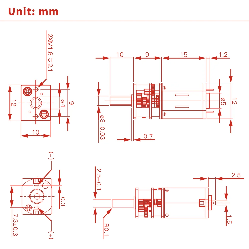 Миниатюрный Микро-редуктор постоянного тока 3 В/6 в/12 В N20 редуктор с металлической