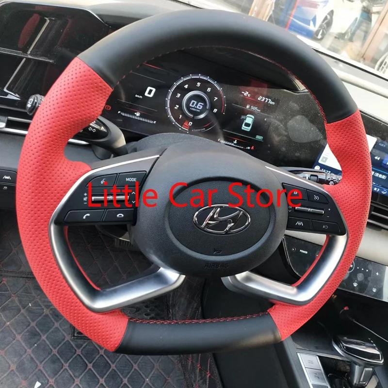 For Hyundai Sonata TUCSON 2021 Elantra 7th DIY Sew Hand Non-slip Leather Steering Wheel Handle Cover Car Interior Accessories For Hyundai Sonata TUCSON 2021 Elantra 7th DIY Sew Hand Non-slip Leather Steering Wheel Handle Cover Car Interior Accessories