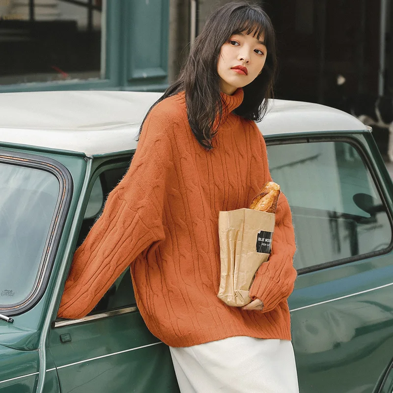 

Thickened turtle neck women's 2020 new autumn winter long loose woman sweaters Casual Winter Cotton Turtleneck