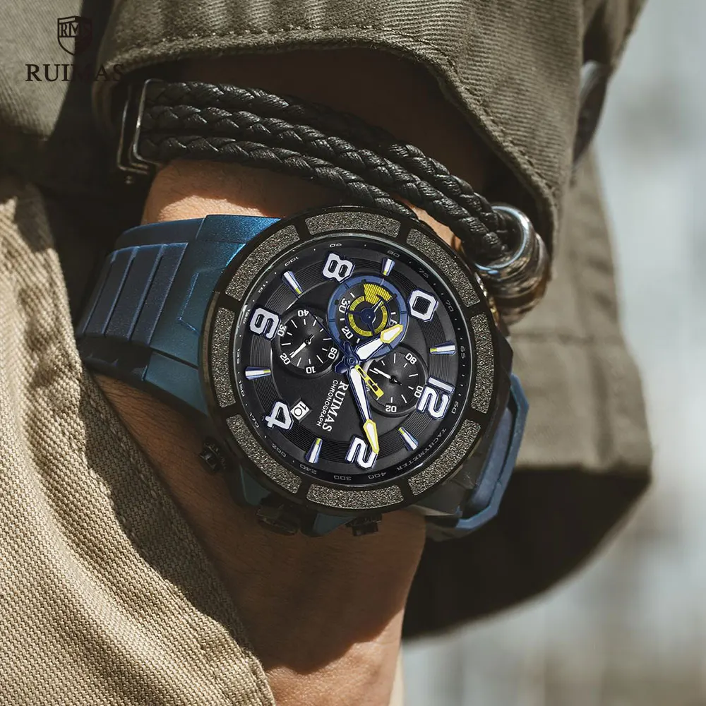 Мужские водонепроницаемые кварцевые часы с хронографом в стиле