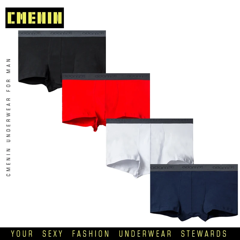 4pcs Men Underwear Boxer Panties Underpants/lot Boxers Cueca Men's Clothing Breathable Comfortable Homme Boxershort Solid AD304 | Мужская