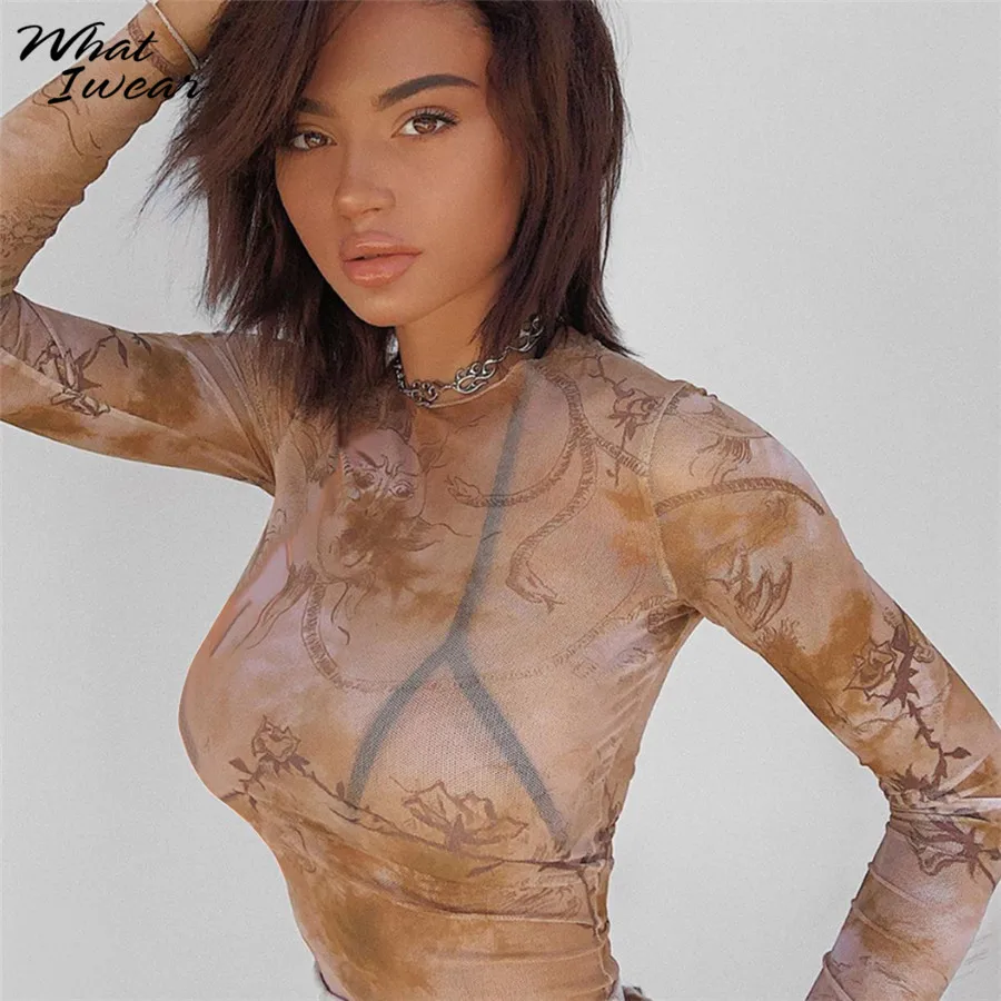 Женское прозрачное изображение солнца Луны и пикантный Принт футболки! Модное