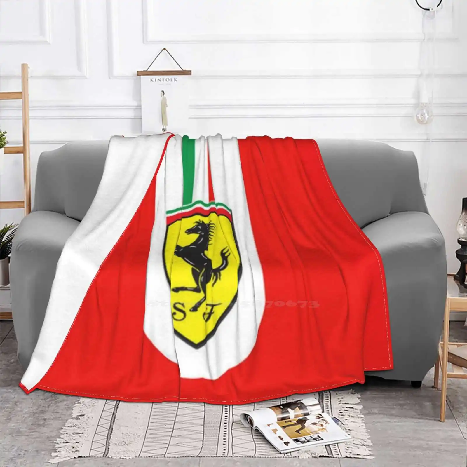 Фланелевое Одеяло Ferrari Race Team с рисунком итальянского флага | Дом и сад