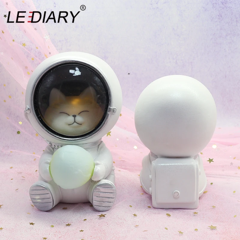 Ночной светильник LEDIARY Animal Astronaut, собака, кошка, медведь, украшения, светильник для животных, настольная лампа, теплый белый декор из смолы, светильник ing