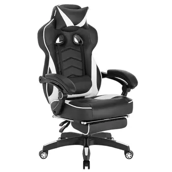 Gaming Chair Racing Chair Office Chair Computer Chair Desk Chair Sports Seat with Headrest Lumbar Cushion with Footrest