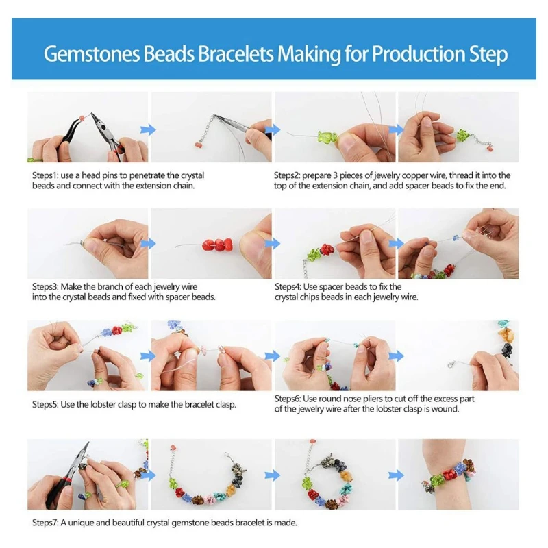 

Irregular Gemstones Beads Kit with Jump Rings Ear Hooks Pliers Lobster Clasps X7YA