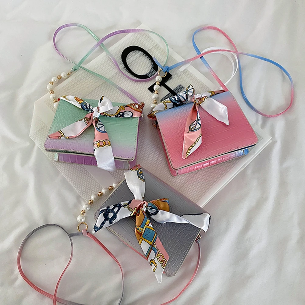 

Vintage Alligator Pattern Bag Gradient Crossbody Casual Women Silk Scarf Handbag Fashion Mini Shoulder Bags for Female