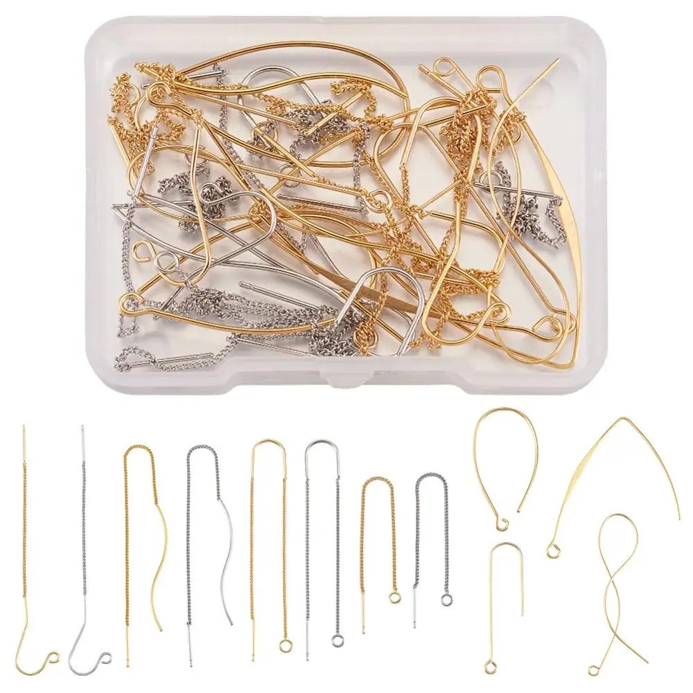 24 шт. медные серьги гвоздики в поисках уха Длинные нитки Разноцветные проволока