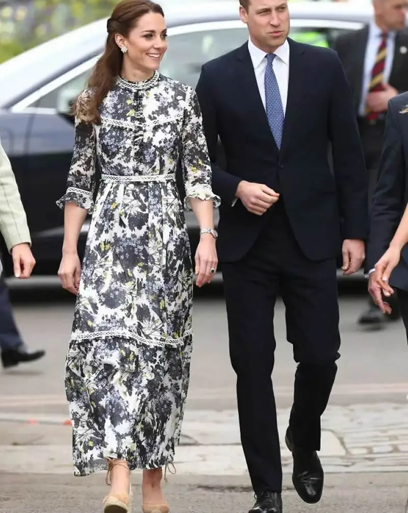 Винтажное длинное платье принцессы Kate с принтом элегантные трапециевидные
