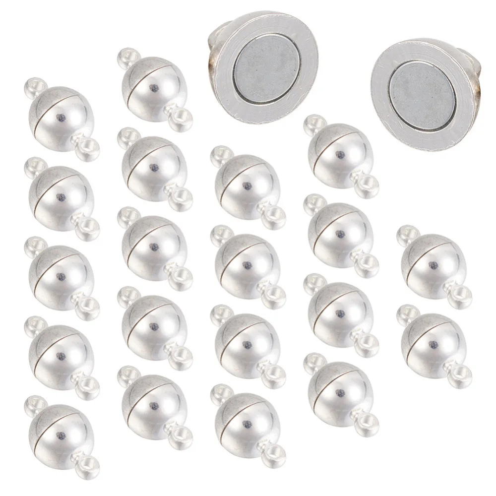 

20Set Brass Magnetic Clasps Round Silver 11.5x6mm Hole: 1.6mm for fashion jewelry