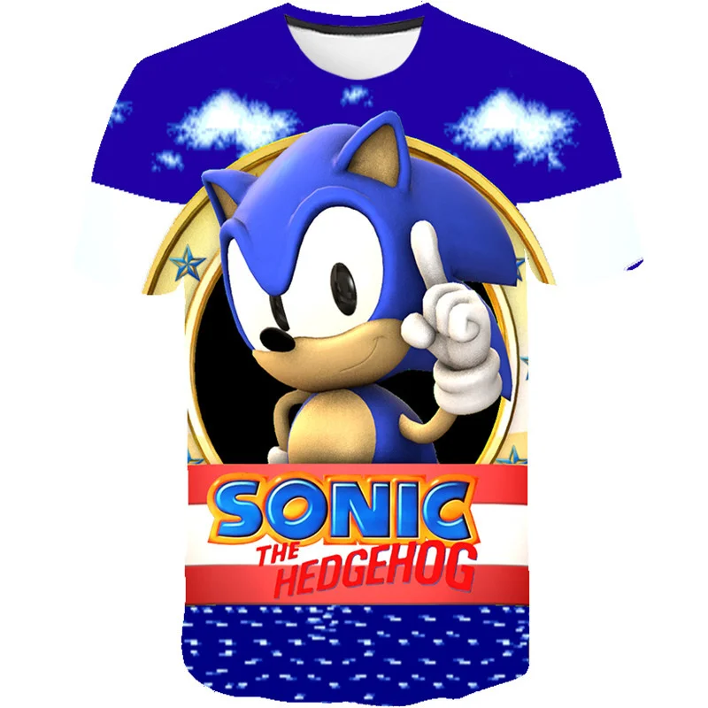 

Детская одежда, летняя крутая футболка с 3D принтом из мультфильма аниме Sonic, футболка для мальчиков и девочек в стиле хип-хоп, детские топы, ж...