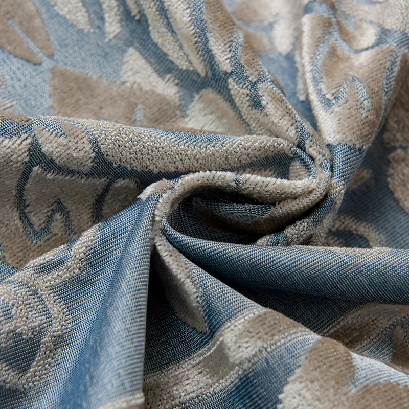 

Blue Luxury Sheer Curtain for Living Room Flocking Tulle Curtain for Bedroom Partition Drape Yarn Balcony Fabric ZH224Z