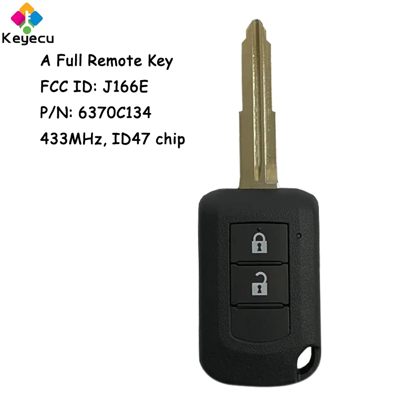 

KEYECU Remote Head Car Key With 2 Buttons 433MHz ID47 Chip for Mitsubishi Eclipse 2014 2015 2016 17 2018 2019 Fob 6370C134 J166E