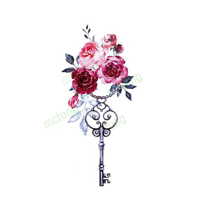 Свежий ключ роза венок цветок тату покрытие рука ноги тело водонепроницаемый