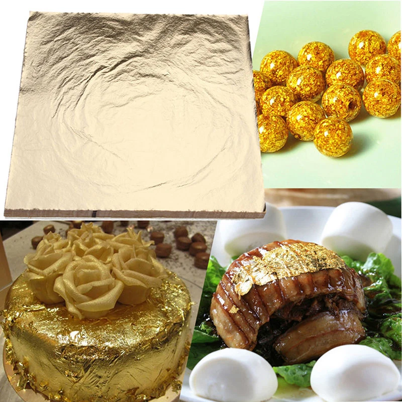 

100Pc/Pack Imitation Gold Sliver Copper Leaf Leaves Metal Sheets Foil For Gilding Craft Decoration 15*15CM