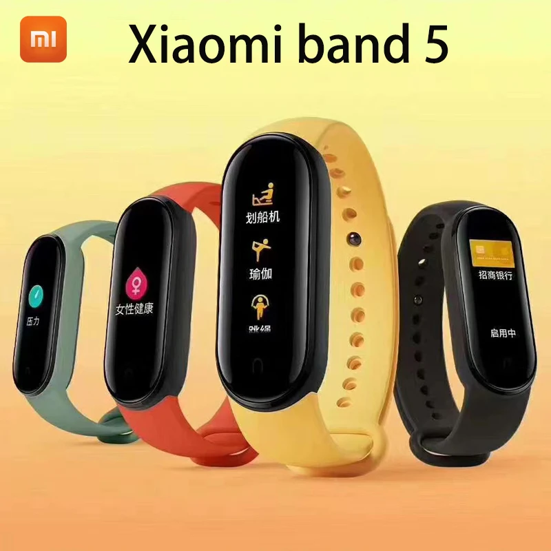 

Смарт-браслет Xiaomi Mi Band 5, водонепроницаемый, 4 цвета, AMOLED экран, фитнес-трекер, Bluetooth