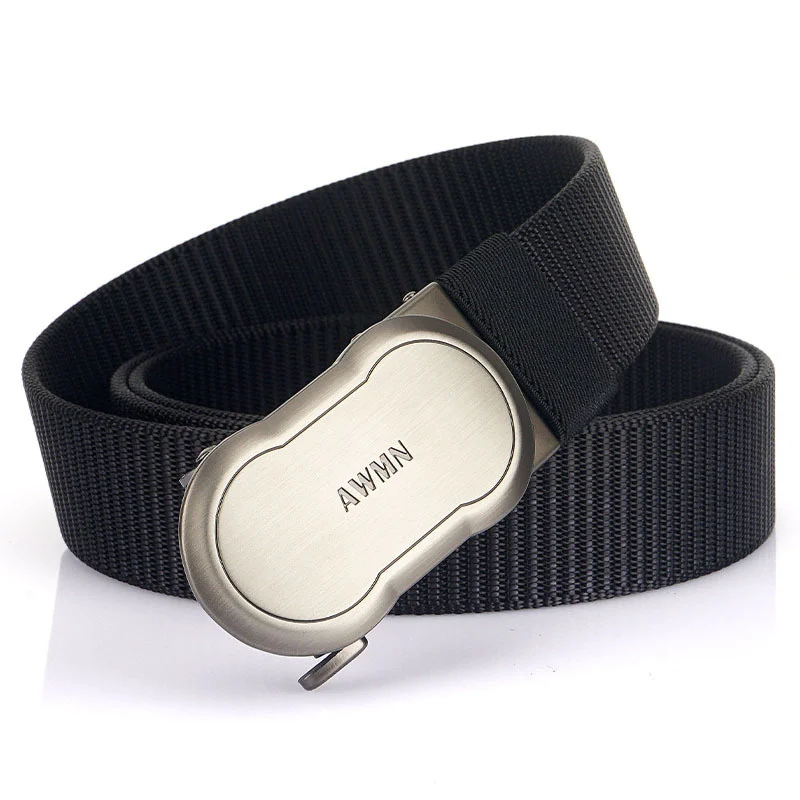 

Новинка 2021, мужской удобный модный нейлоновый ремень без зубцов с автоматической пряжкой, деловой Универсальный Холщовый ремень