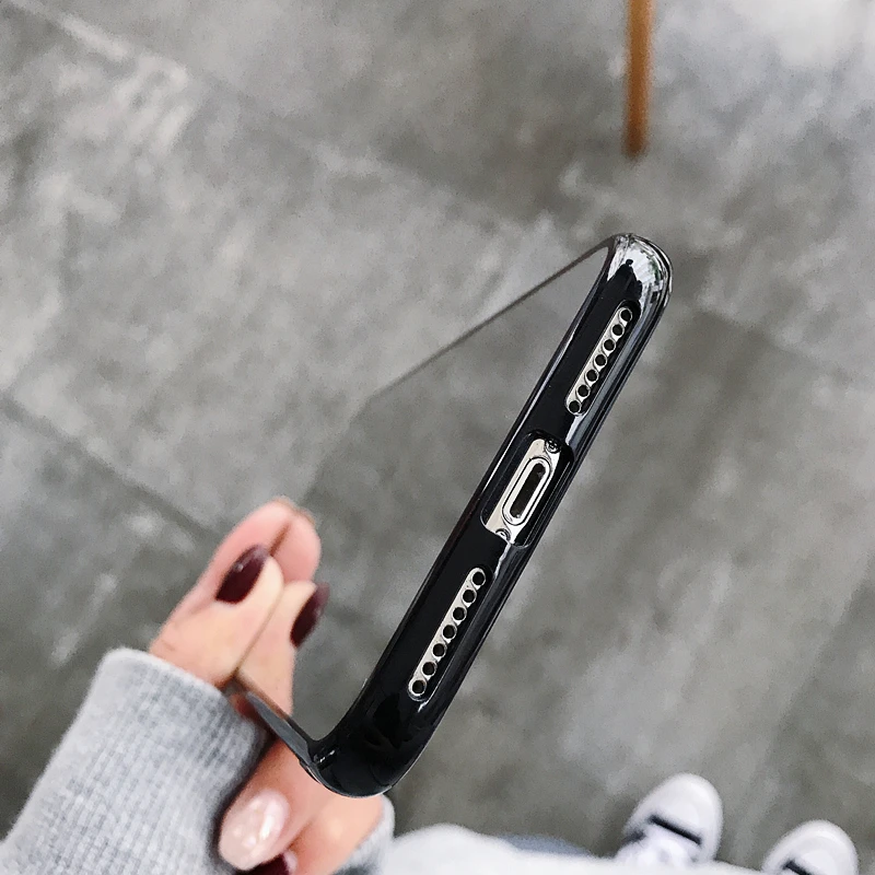 

Luxury Black Edge Phone Case For iPhone XR XS MAX Back Cover Mirror Case For iPhone 12 11 Pro Max 6 7 8plus Full Protection Case