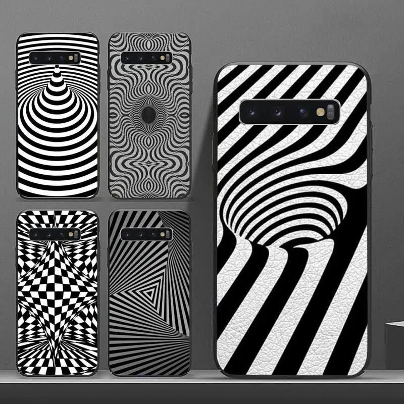 

art black white Psychedelic trippy Phone Case For Samsung A50 A51 A71 A20E A20S S10 S20 S21 S30 Plus ultra 5G M11 funda shell